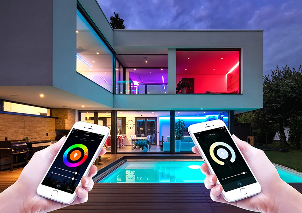 Smart home lighting controlled from a phone app